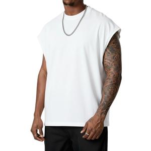 Men's Workout Sleeveless Tank Top Oversized Cut Off Muscle Gym T-Shirts Casual Crew Neck Sleeveless Tops, XL