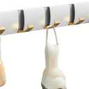 Foldable Stylish Modern Hook Rack with 5 Hooks, Coat Hooks Wall Mount, Metal Coat Hook Rail for Coat Hat Towel Purse Robes Mudroom Bathroom Entryway (White and Gold)