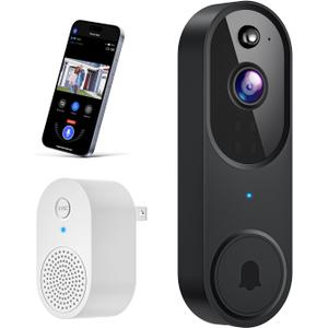 Wireless Wi-Fi Video Doorbell Camera with AI Motion Detection, 2 Way Audio, Night Vision, Cloud Storage, 2.4GHz Wi-Fi Only, Battery Powered