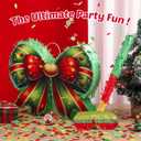 Christmas Bow Piata 15 Inch Xmas Bow Piata with Bat Blindfold and Confetti for Adult Birthday Christmas Holiday Party Decorations Festive Xmas Party Game Supplies