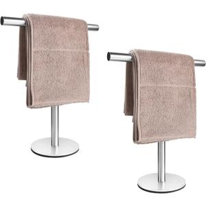 Bathroom Hand Towel Holder Stand, T-Shape Hand Towel Holder Stand SUS304 Stainless Steel for Bathroom, Kitchen or Vanity Countertop (Pack of 2)
