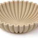 YMXYJM Large Decorative Bowl, Modern Handicraft Bowls for Home Decor, Decorative Fruit Bowl for Kitchen Counter, Ruffle Decor, Stylish Key Bowl for Entry Table, Artificial Travertine Beige
