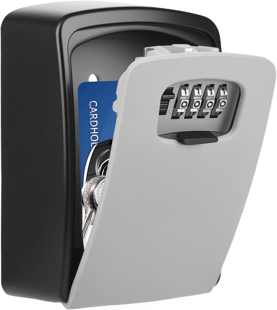 Diyife Large Capacity Key Lock Box Wall Mounted, Weatherproof 4 Digit Combination Key Storage Box for Car Keys, House Keys, Key Safe Security Lock Box with Code for Indoor Outdoor Home Office Garage