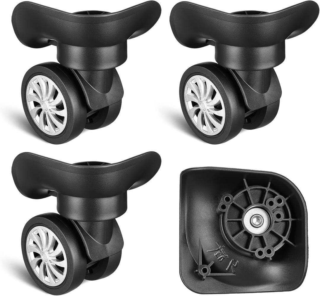 Luggage Wheels Replacement Kit, 4 Pack Universal Swivel Wheels for Suitcase Repair, Smooth Rolling Caster Replacement Parts for Travel Luggage