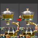 Glass Teapot Set Tea Maker with Infuser Semi Automatic Drip Rotating Cover Bowl Lazy Tea Set (Dragon, Teapot set)