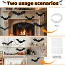 2 x 12 Pack Halloween Decorations Hanging Bats - 3 Style Scary Hanging Bat Set with 3D Bats Sticker, Outdoor Scary Flying Bats Set for Yard, Haunted House, Party - Indoor Outdoor Waterproof Decor