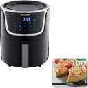 GoWISE USA GW22966 Fryer & Dehydrator Electric Air Fryer with Digital Touchscreen + Recipe Book, 5-Qt, Black/Silver