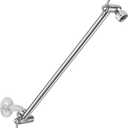 16 Inch Extra Long Shower Head Extension Arm, Adjustable Solid Stainless Steel Chrome Shower Arm Extension with Locking Set Screw, Angle Height Adjustable, G1/2 Universal Connector Compatible