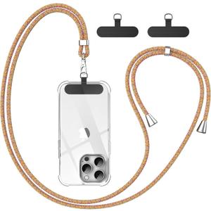 Phone Lanyard, 2 Patches, 1 Polyester Adjustable Strap, Adjustable and Removable Universal Cell Phone Multifunctional Patch Lanyards Compatible with Most Smartphones-Rainbow