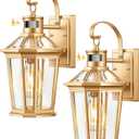 VIANIS Outdoor Wall Lights, Motion Sensor Exterior Light Fixtures Wall Mount, Waterproof Modern Gold Outside Front Porch Light, Anti-Rust Aluminum Outdoor Wall Sconce for House Garage 2 Pack