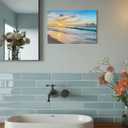 Beach Ocean Waves Canvas Print Wall Art - Sand Sea Sunrise Seaside Coastal Hawaiian Scene - Wall Decor Modern Artwork Paintings Pictures for Living Room Stretched and Framed Ready to Hang - 24" x 36"