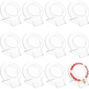 Mirrline 12 Pcs Acrylic Bracelet Displays Stands Clear Jewelry Display Holder Bangle Organizer Rack Bracelet Storage Showcase for Home Store