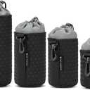 K&F CONCEPT 4 Pack Camera Lens Pouch Set, Drawstring Lens Protective Bag, Camera Lens Case for DSLR SLR Lens