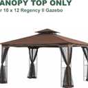 Replacement Gazebo Cover Compatible with SUNJOY 10 x 12 Regency II Patio Gazebo, L-GZ798PST, A111014400,(11X13 Ft) A101004104,A101004105,A111002001,(Brown)