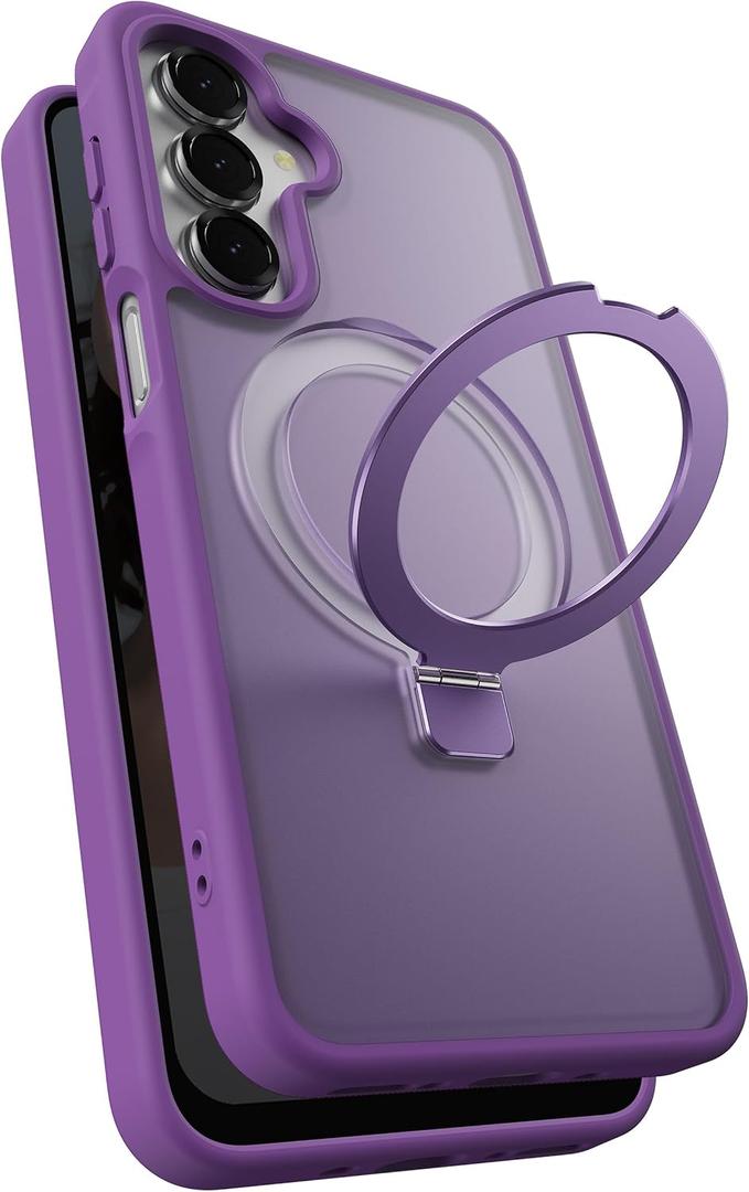 for Samsung Galaxy A16 / A17 / A26 Magnetic Phone Case with Kickstand, Compatible with Mag-Safe, Slim Shockproof Translucent Matte Mag-Stand Cover, Built in Kick Stand, Purple