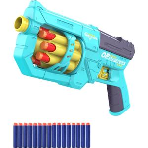 RD-8 Blue Toy Blaster Set, Foam Darts Fit for Nerf Guns for Kids Ages 8-12, Long Range Rotating Barrel, Fun Indoor & Outdoor Shooting Game, Nice Valentines Day Gift for Boys Ages 5 6 7 8 9 10 12