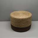 S & L Homes Pouf Ottoman - 100% Jute Braided Footrest Pouf Hand Knitted Traditional Cord Boho Pouffe for Living Room, Bedroom, Nursery, Patio, Lounge Colorblock - Natural Brown (16x16x16)