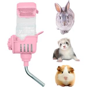 BNOSDM 25 oz Rabbit Water Bottle No Drip for Cage, Top Fill Hanging Water Dispenser for Bunny Crate, Auto Water Feeder for Chinchillas,Squirrels,Guinea Pigs (Pink)