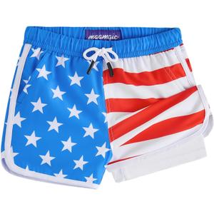 maamgic Boys Swim Trunks with Compression Liner Vintage Swim Shorts Toddler Swimsuit