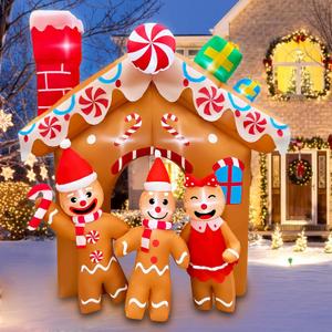 SEASONBLOW 7 FT Christmas Inflatable Gingerbread House Archway Decoration, LED Lighted Xmas Gingerbread Man Blow Up Decor for Lawn Yard Garden Eve Party Home Indoor Outdoor Holiday