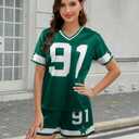KIMSOONG Jersey Shirts for Women Shorts 2 Piece Sets Going Out Number Graphic V Neck Y2K Streetwear Tee and Short Pants Suits (Green, XXL)