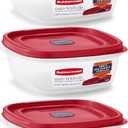 Rubbermaid Easy Find Lid Square 5-Cup Food Storage Container (Pack of 3), Red (Vented)