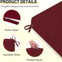 downluxe Outdoor Chair Cushions 24x24 with Removable Cover, Waterproof Patio Furniture Cushions, Deep Seat Cushions for Outdoor Furniture with Backrest for Sofa, Couch and Patio Chairs, Burgundy