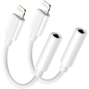 Lighning to 3.5mm Headphone Jack Adapter - Audio Adapter for iPhone Aux Converter Dongle Audio Cable Compatible with iPhone 14 Pro Max/14 13 12 11 X XS 8 7 Apple MFi Certified (White)