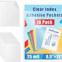 TOTiyea 10-Pack Clear Adhesive Pockets, Letter Size 8.5 x 11 Self-Stick Sheet Protectors for Classroom & Office, Waterproof, Wipe-Clean, Crystal Clear Document Holders (10)