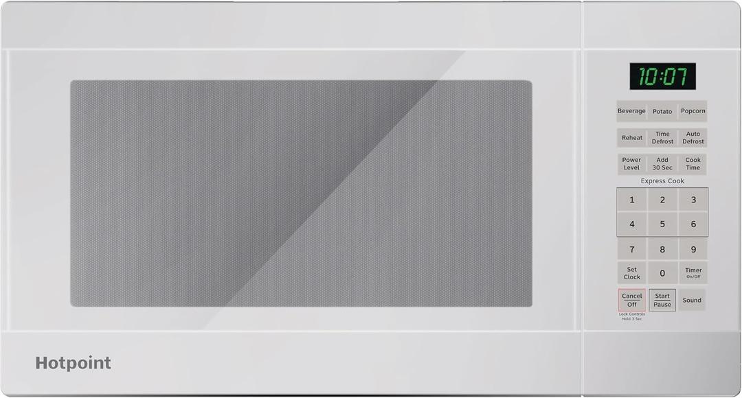 Hotpoint RES1072DTWW 0.7 Cu. Ft. Capacity Countertop Microwave Oven, White