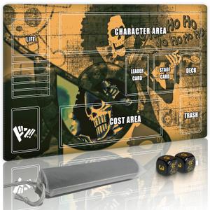 for one Piece TCG playmat Set - 14x24 inches Gaming mat with 2 Skull dice and Storage Bag for one Piece Card Game Adventures (Skeleton)