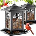 Birdream 2 Pack Bird Feeders for Outdoor Hanging, Assembly Required, 1-Min Easy Setup, Classic Courtyard Design, Attracting Cardinals Chickadees Goldfinches & Sparrows, Total 7 LB - Black