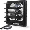 VENTISOL 20 Inch Shutter Exhaust Fan Wall Mounted, 3500CFM Exhaust Fan with Pre-Installed 1.65m Power Cord, Ventilation fan for Greenhouse, Garages, Attic, Shops, Chicken Coop, Black