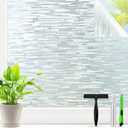 Frosted Glass Window Privacy Film Decorative, Bathroom Window Privacy Film for Glass Windows Cover, Static Cling, Removable, Reusable, Anti-UV, Anti-Glare, Heat Blocking, 35.4 Inch by 157.4 Inch
