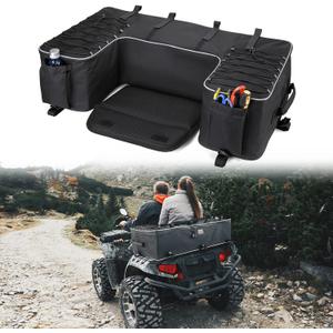 KEMIMOTO ATV Storage Bags, 50L ATV Rear Seat Storage Bag Water-Resistant Four Wheeler Gear Bag Back Seat with Built-In Frame, Removable Cushion for Passenger