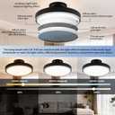Bladeless Ceiling Fans with Lights and Remote, Flush Mount Modern Ceiling Fan with Light, 6 Speeds, Stepless dimming & 3000-6000K CCT LED Lights for Bedroom, Living Room (Black), Medium