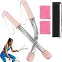 Ropeless Battle-Ropes (2-Pack) Portable Workout Ropes for HIIT Workouts,Cardio & Muscle Training, Low-Impact Training Heavy Duty Arm Exerciser for Strength Training (Pink)