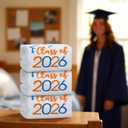 MASHAN Class of 2026 Graduation Hand Towels 3 Pack,100% Cotton Soft Absorbent Bathroom Towels,Senior 2026 Graduation Gift for Girls Boys,Blue Orange Decorative Towels 14x30 Inch