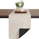 Table Runners 55 Inches Long, Dual-Sided Faux Leather Farmhouse Table Runner Waterproof Non-Slip for Living Room Party Home Decor Holiday Decorations(Cream-White Black, 12 x 55 Inch)