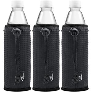 WK IEASON Water Bottle Cover Sleeves Insulators 16 17 18oz Non-slip Neoprene Beer Bottle Cooler Sleeves 3PC Pack (Black)