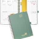 POPRUN 2026-2027 Academic Year Weekly and Monthly Planner Calendar,Jul 2026 - Jun 2027，6.25" x 8.5",Daily Agenda Book & Appointment Book with Hourly Schedule, Tabs, Hardcover, School and Office Supplies - Midnight Green
