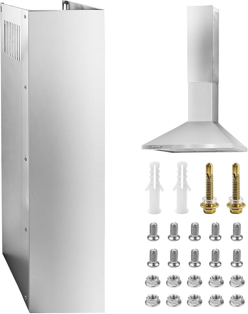 31.5" x 8" x 6.7" Stainless Steel Range Hood Chimney Extension, Wall Vent Extender & Duct Cover