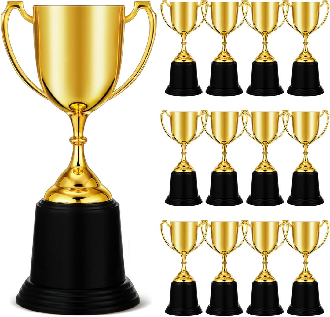 9 Inch Gold Trophy Award Gold Award Cup Employee Coworker Appreciation Gifts Golden Plastic Trophy for Thank You Teacher Nurse Volunteer Men Women Rewards Party (24 Pcs)