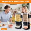 Osacoe Cereal Dispenser Countertop Black 2 Pack with Bowls Spoons Cutlery Box,5.5 QT Dry Food Dispenser Snack Organizer Containers Storage for Pantry Kitchen Organization Oatmeal Nut Granola Candy