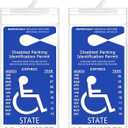 LotFancy Handicap Placard Holder, Ultra Transparent Disabled Parking Permit Protector Sleeve, 2Pcs Handicapped Placard Cover for Auto, with Large Hook