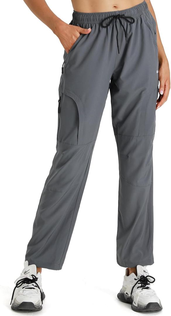 Seamaid Women's Hiking Pants Quick Dry Lightweight Water Resistant Cargo Pants with Zipper Pockets Travel Outdoor (Gray, XL)