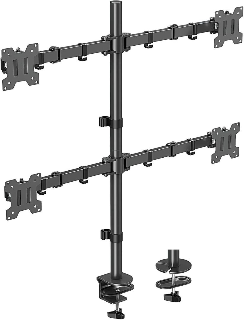 MOUNTUP Quad Monitor Stand, 4 Monitors Desk Mount for 17 to 32 inch Computer Screens, Fully Adjustable Stacked Mount with Tilt Swivel, 4 Heavy Duty Monitor Mount, Holds up to 17.6lbs per Arm, MU3007