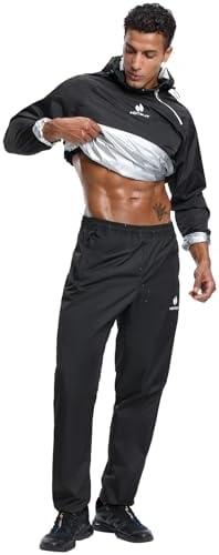 HOTSUIT Sauna Suit for Men Sweat Sauna Jacket Pant Gym Workout Sweat Suits ,Size 2XL
