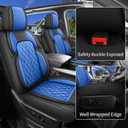 Car Seat Cover Custom Fit for Ford F150 2009-2026 Faux Leather Seat Cover Set Compatible with Regular Cab Super Cab Super Crew Pickup Truck Cushions (Black & Blue, Front Seat)