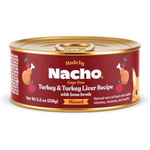 Made by Nacho Turkey & Turkey Liver Recipe Grain-Free Minced Wet Cat Food, 5.5-oz can, Case of 6